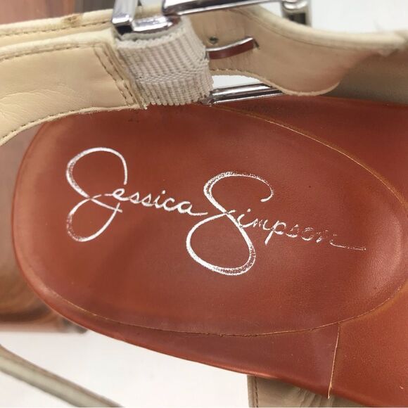 Jessica Simpson CRYSTIL Cream Brown Chunky Wood Platform Sandals - Picture 11 of 16